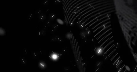 Points emerging driving rings rotating and digits swirling, forming fading globe Stock Footage 317155687