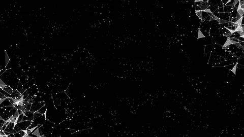 Points, lines and triangles. Work of systems. Connection of shining elements Stock Footage 90636638