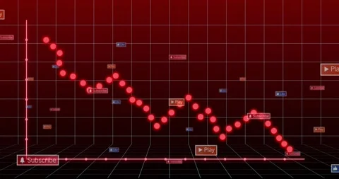 Points popping, forming red dots moving down grid, showing data drop with Stock Footage 320916056