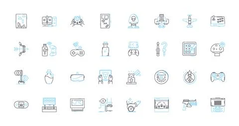 Points system linear icons set. Rewards, Incentives, Loyalty, Gamification Stock Illustration