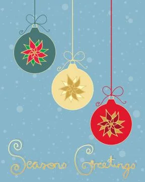 Pointsettia baubles Stock Illustration