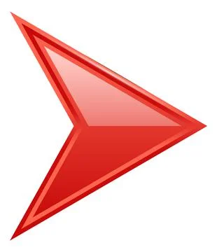 Pointy red arrow. Triangular glossy shape element Stock Illustration