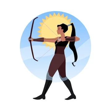 Poised medieval archer in sunlight vector illustration Stock Illustration
