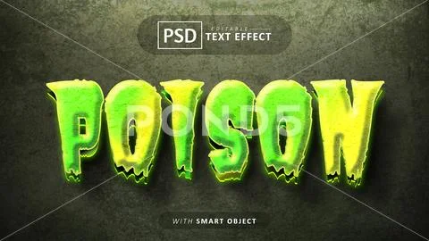 Poison 3d text effect editable PSD Template