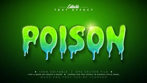 Poison Editable Text Effect Vector Graphic Style with Shadow and Glossy Plast Stock Illustration