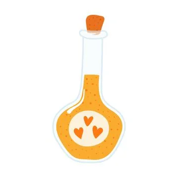 Poison, magic potion in bottle hand drawn Halloween illustration. Stock Illustration