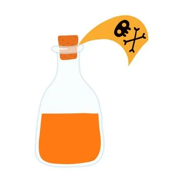 Poison, magic potion in bottle hand drawn Halloween illustration. Stock Illustration