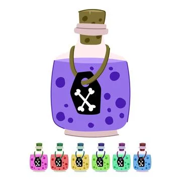 Poison potion bottle showing crossbones danger symbol graphic Stock Illustration