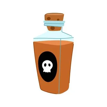 Poison potion bottle with skull label symbol Stock Illustration