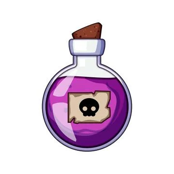 Poison potion bottle with skull warning label Stock Illustration