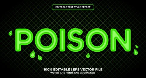Poison text effect with green neon color. Editable font style. Editable text  Stock Illustration