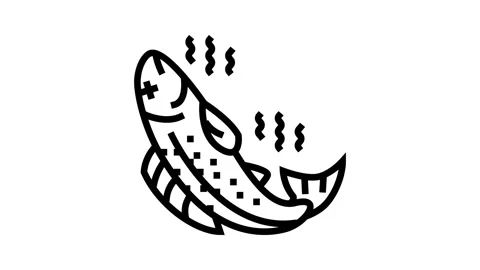 Poisoned fish line icon animation Stock Footage 326121936