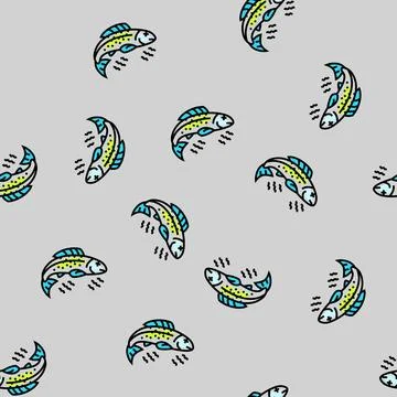 Poisoned fish vector seamless pattern Stock Illustration
