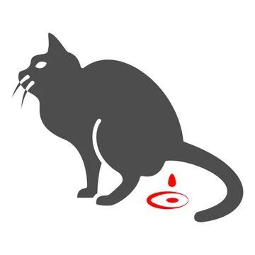 Poisoning in cat solid icon, Diseases of pets concept, diarrhea in cat sign on Illustrazione stock