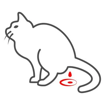 Poisoning in cat thin line icon, Diseases of pets concept, diarrhea in cat sign Stock Illustration
