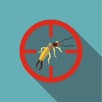 Poisonous bug icon, flat style Stock Illustration