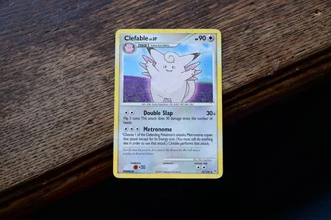 Pokemon cards. Clefable. Stock Photos