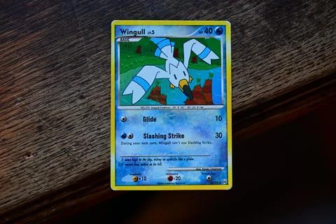 Pokemon cards. Wingull. Stock Photos