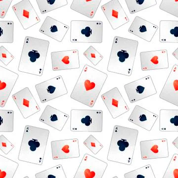 Poker aces on white, seamless pattern Stock Illustration