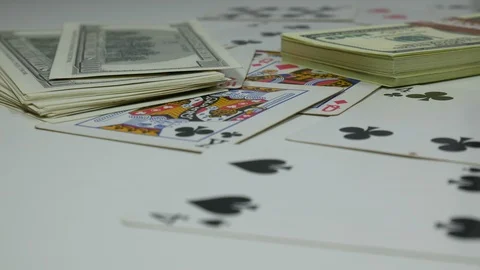 Poker and dollars on the table Stock Footage 87416183