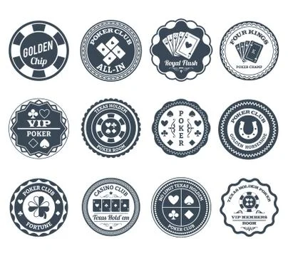 Poker black labels set Illustrazione stock