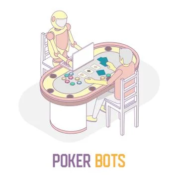 Poker bots concept vector isometric illustration Stock Illustration