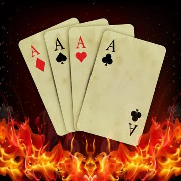 Poker cards burning fire Stock Illustration