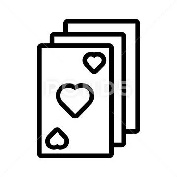 Poker cards with heart ace line style Stock Illustration
