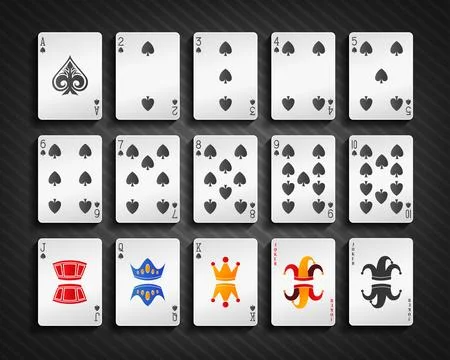 Poker Cards Spade Set, Vector Illustration Stock Illustration