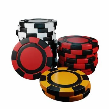 Poker chip 3D stack, realistic colored casino money pile Stock Illustration