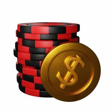 Poker chip 3D stack, red casino money pile, realistic gambling game Stock Illustration