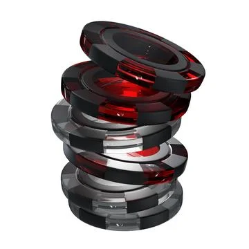Poker chip 3D stack, transparent casino money betting circles Stock Illustration