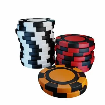 Poker chip realistic 3D stack, colored gambling casino money pile Stock Illustration