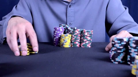 Poker Chip Trick: Bounce, Shuffle Chips Video stock 77404368