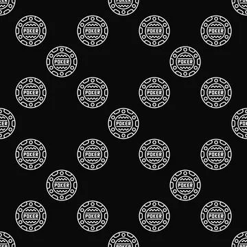 Poker Chip vector Gambling outline seamless pattern or background Stock Illustration