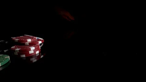 Poker chips and cards blackjack in a dark studio professionally shot and lit Stock-Footage 125354589
