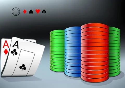 Poker chips and two aces Stock Illustration