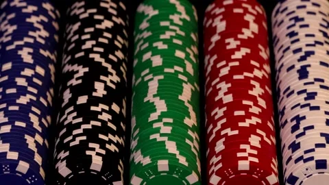 Poker Chips in a Case - Pan Up Slow Motion Stock Footage 136668843