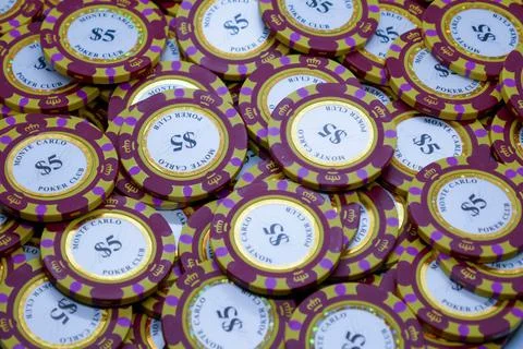 Poker chips in casino isolated on white background Stock Photos