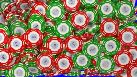 Poker chips casino roulette blackjack slots bet craps gambling win money wipe Stock Footage 101745509