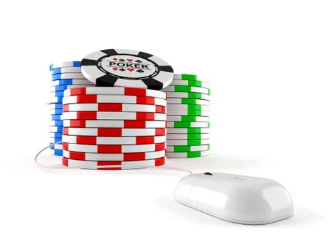 Poker chips with computer mouse Stock Illustration