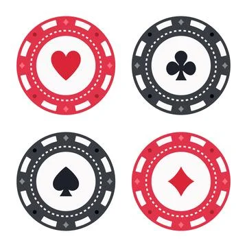Poker chips with different card suits Stock Illustration