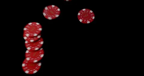 Poker chips dropped from height onto black reflective background Stock Footage 112332407