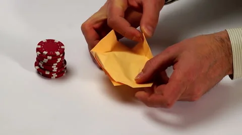 Poker Chips Fall in Origami Box Stock Footage 45853050