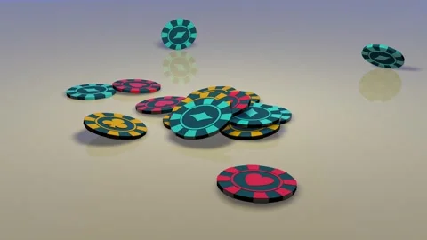 Poker Chips falling with dramatic lighting Stock Footage 304534443