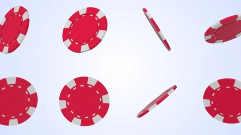 Poker Chips Falling on a Light Blue Background. Casino Chips 3D Animation. 4K Stock Footage 310831743