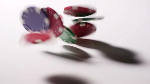 Poker chips falling, slow motion Stock Footage 45052296