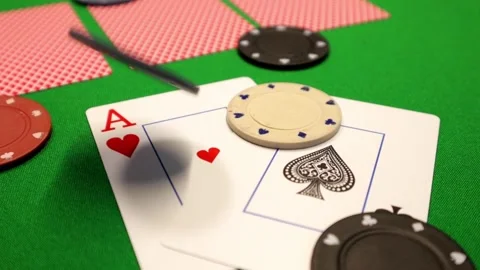 Poker chips falling on the table Stock Footage 296889368