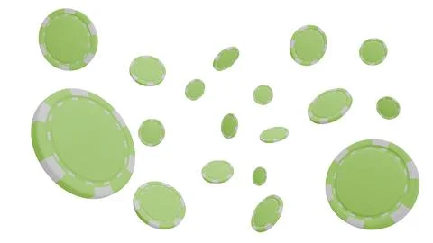 Poker chips float against a clean white background Stock Illustration