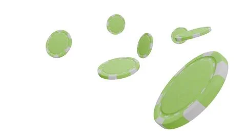 Poker chips float against a clean white background Stock Illustration
